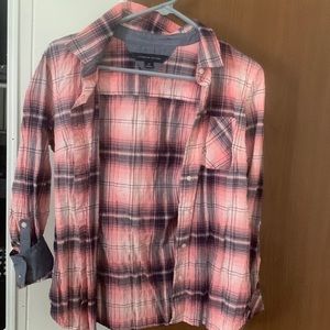 Pink and blue plaid shirt. Tommy Hilfiger. Size Small.